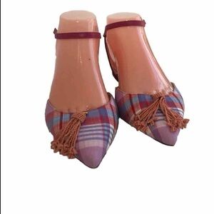 J.Crew flat pointy toe fabric Pom Pom shoes size:7